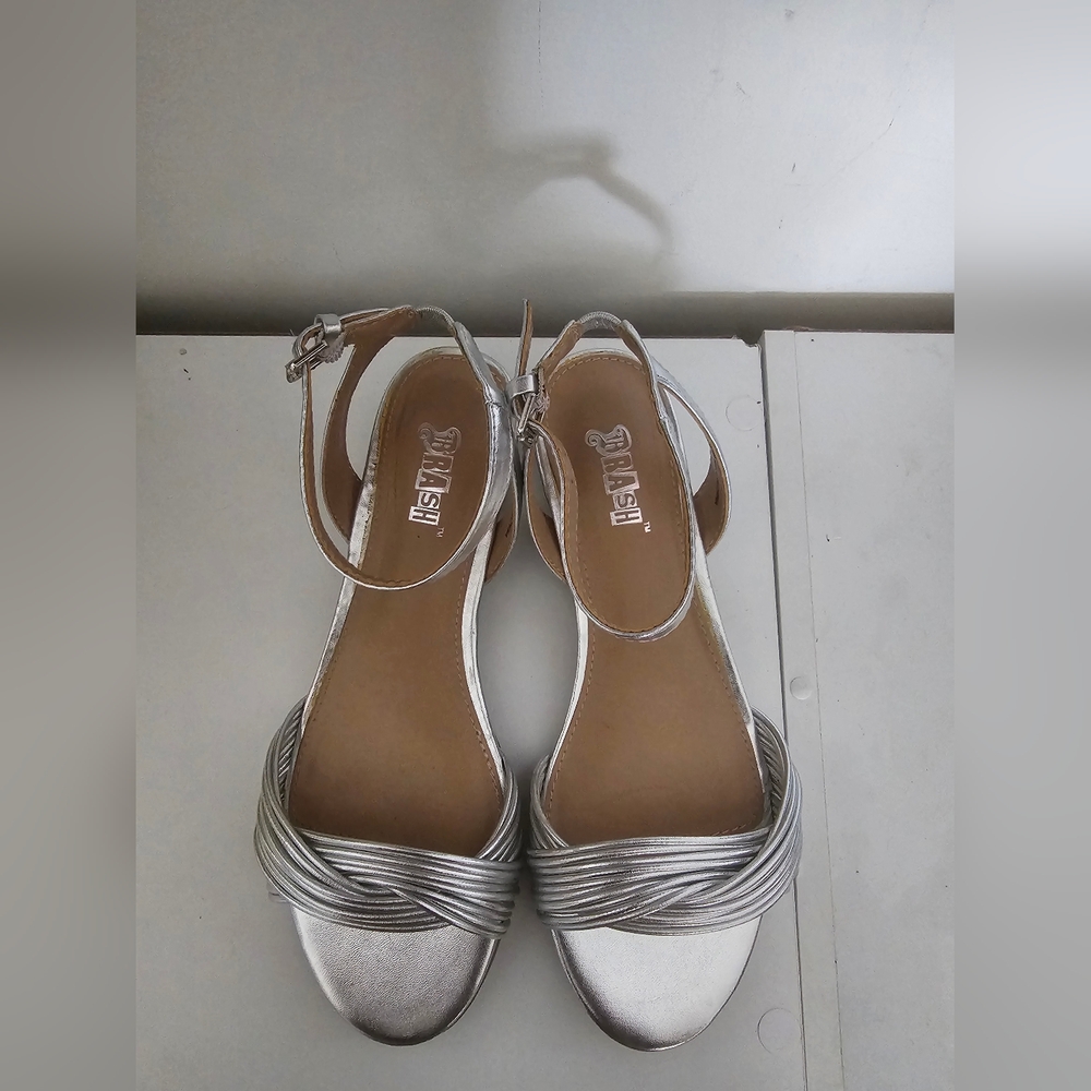 Brash Swann flat sandals in a silver metallic color Size 6